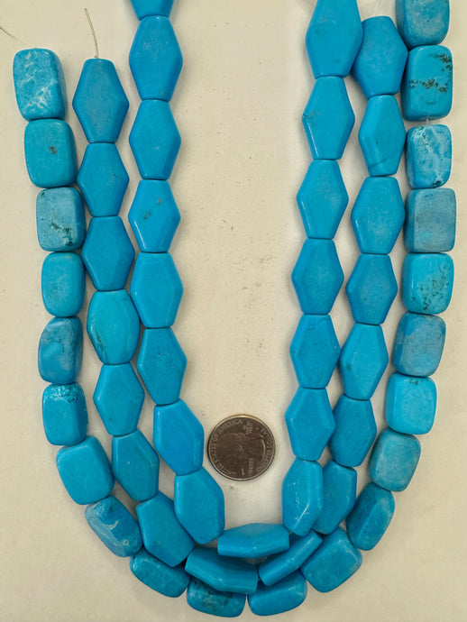 dark turquoise blue ehnanced howlite, flat shape mix, 15