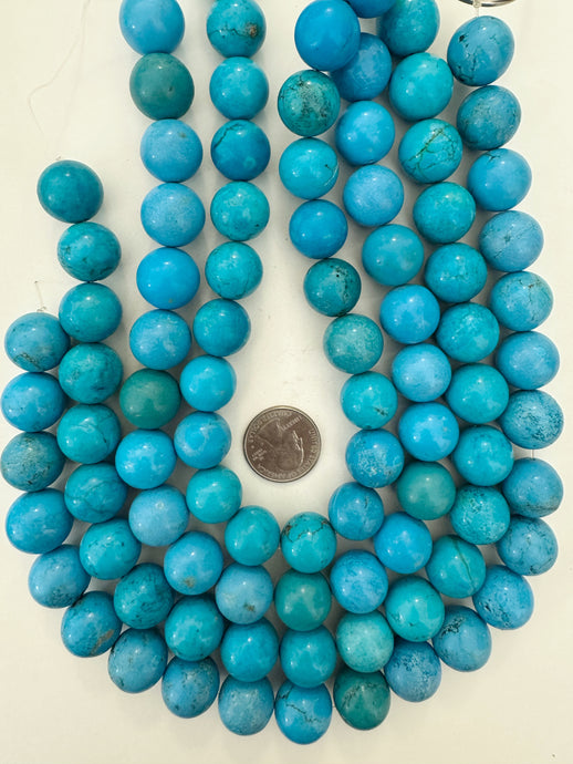 mixed tone turquoise blue enhanced howlite, 17mm round, 15
