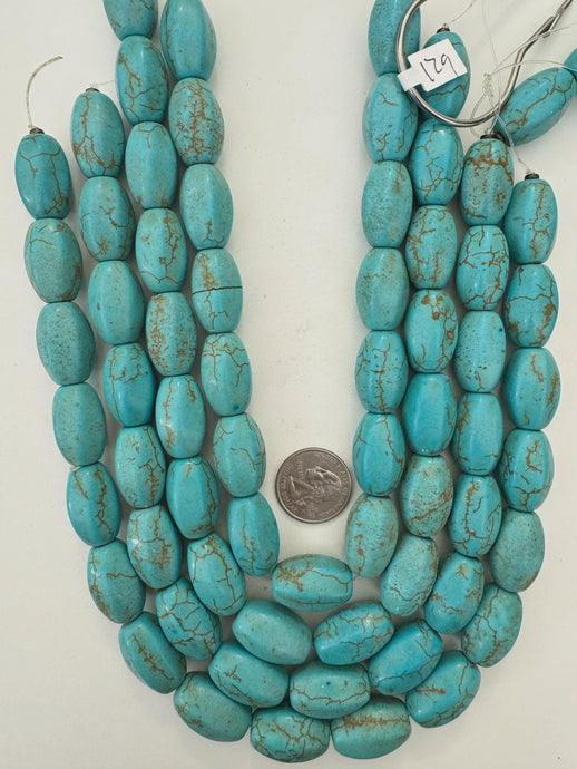 stabilized turquoise, 24x15mm 6 sided tube, 15