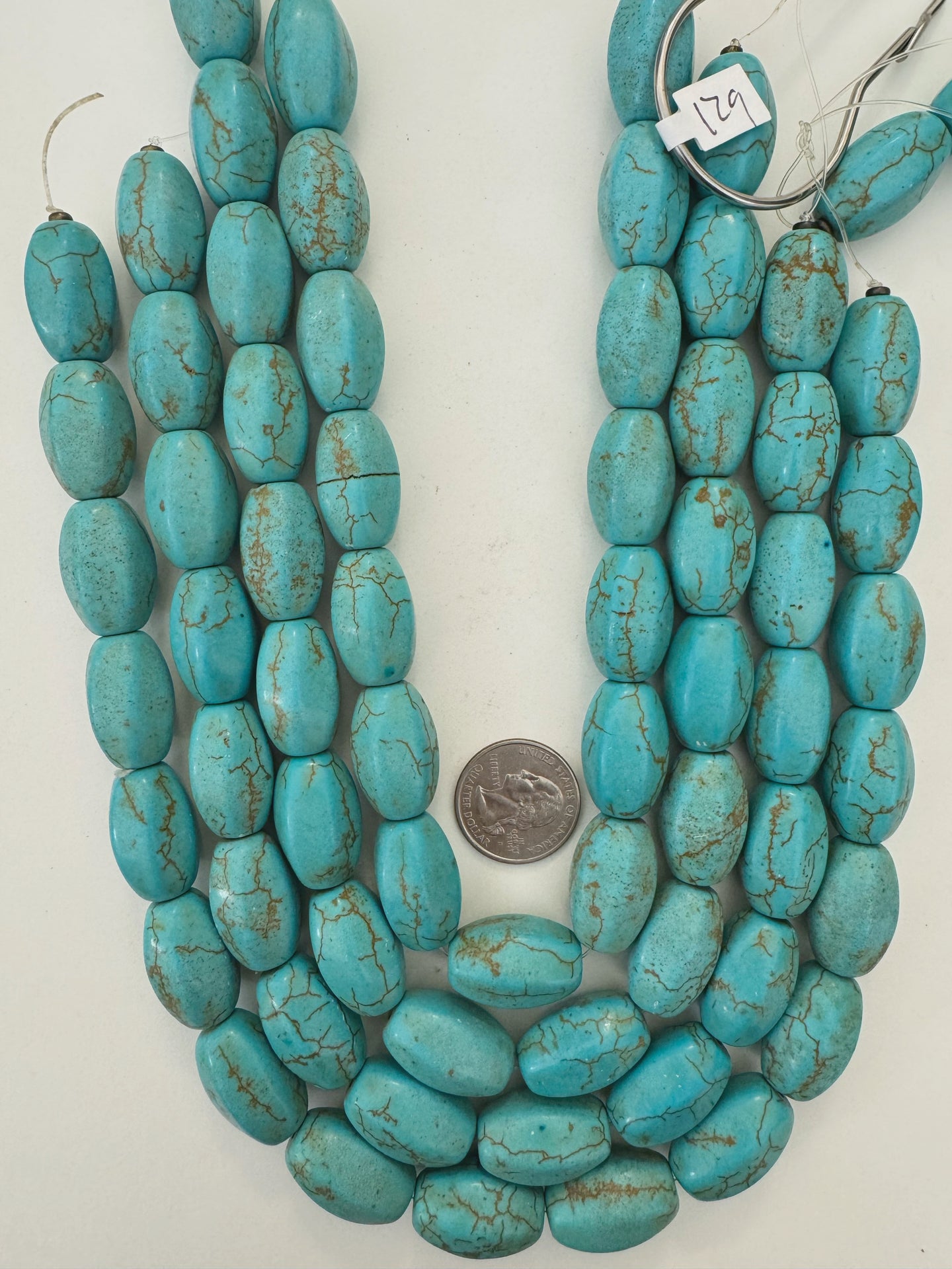 stabilized turquoise, 24x15mm 6 sided tube, 15