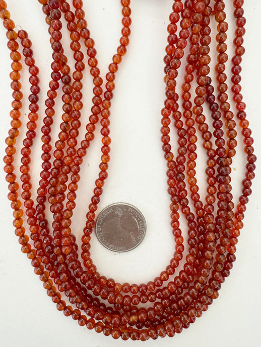 red orange agate, 4mm round, 15