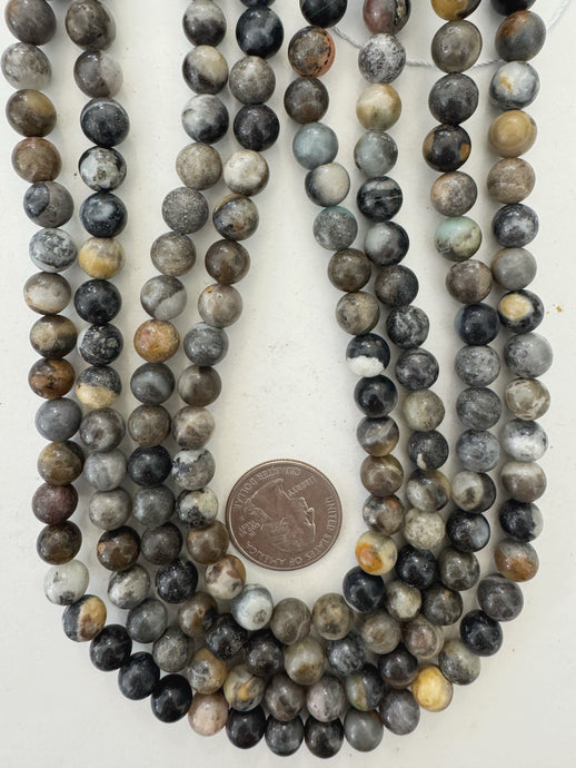 gray jasper, 8mm round 15
