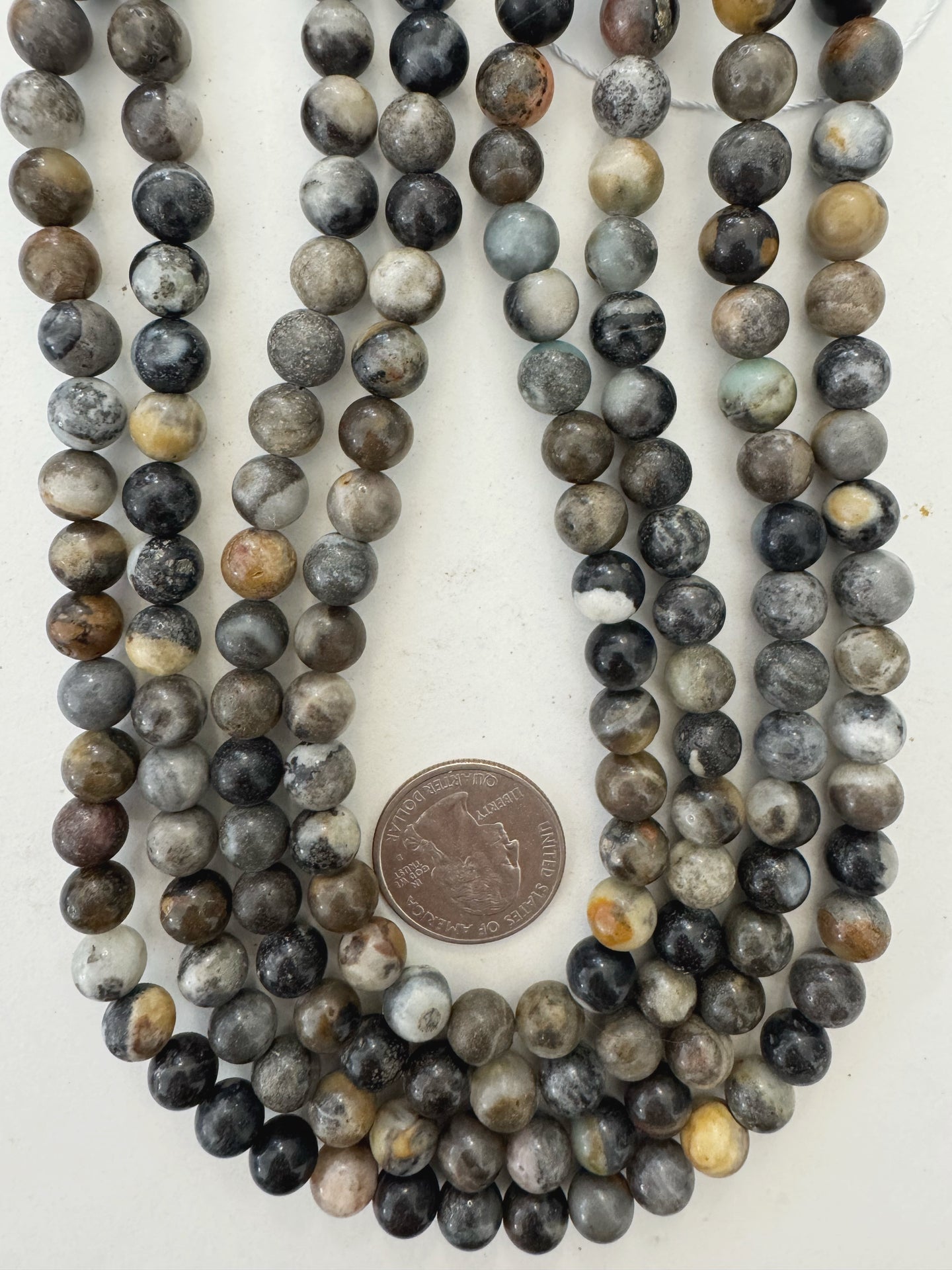 gray jasper, 8mm round 15