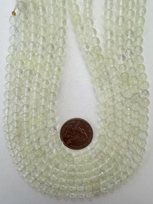 pale lime green color enhanced quartz, 6mm faceted round 15