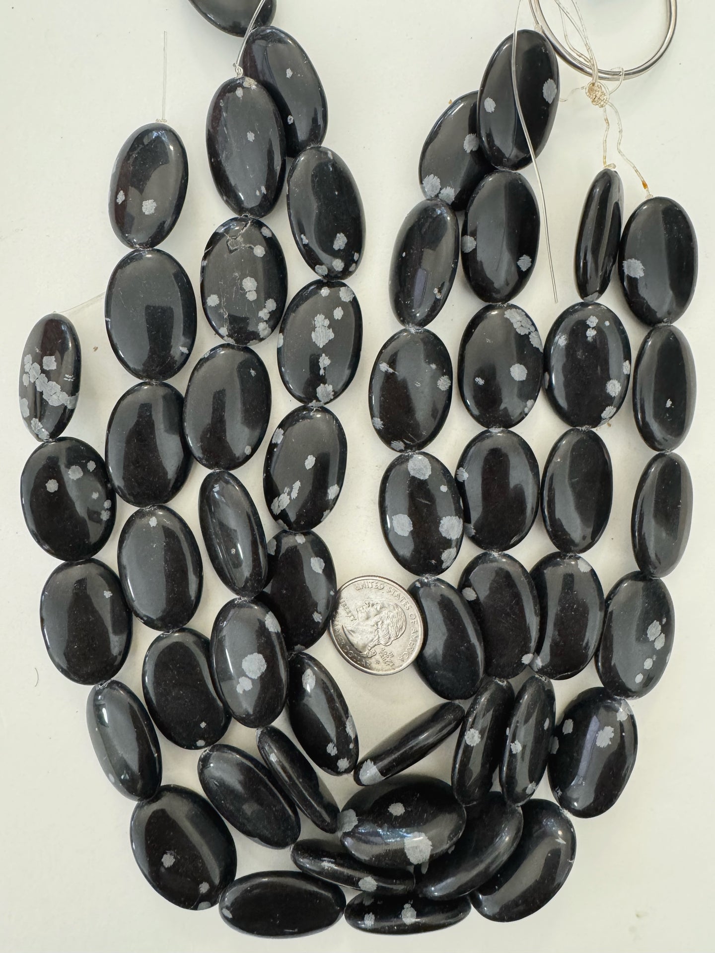 snowflake obsidian, 30x20x8mm oval 15