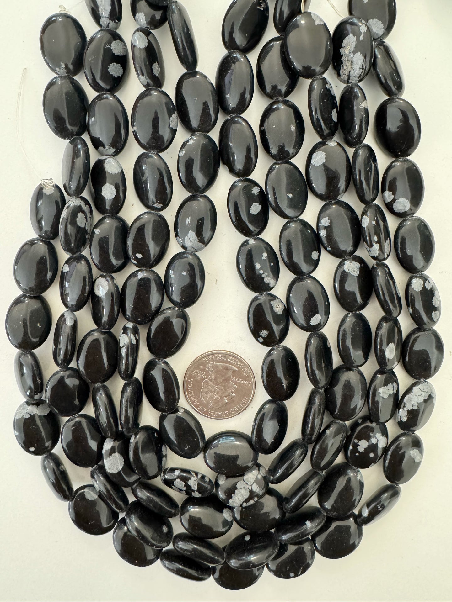 snowflake obsidian, 18x14x7mm oval 15