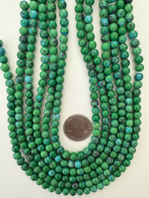 pale green turquoise blue color enhanced magnesite, 7mm round, 15