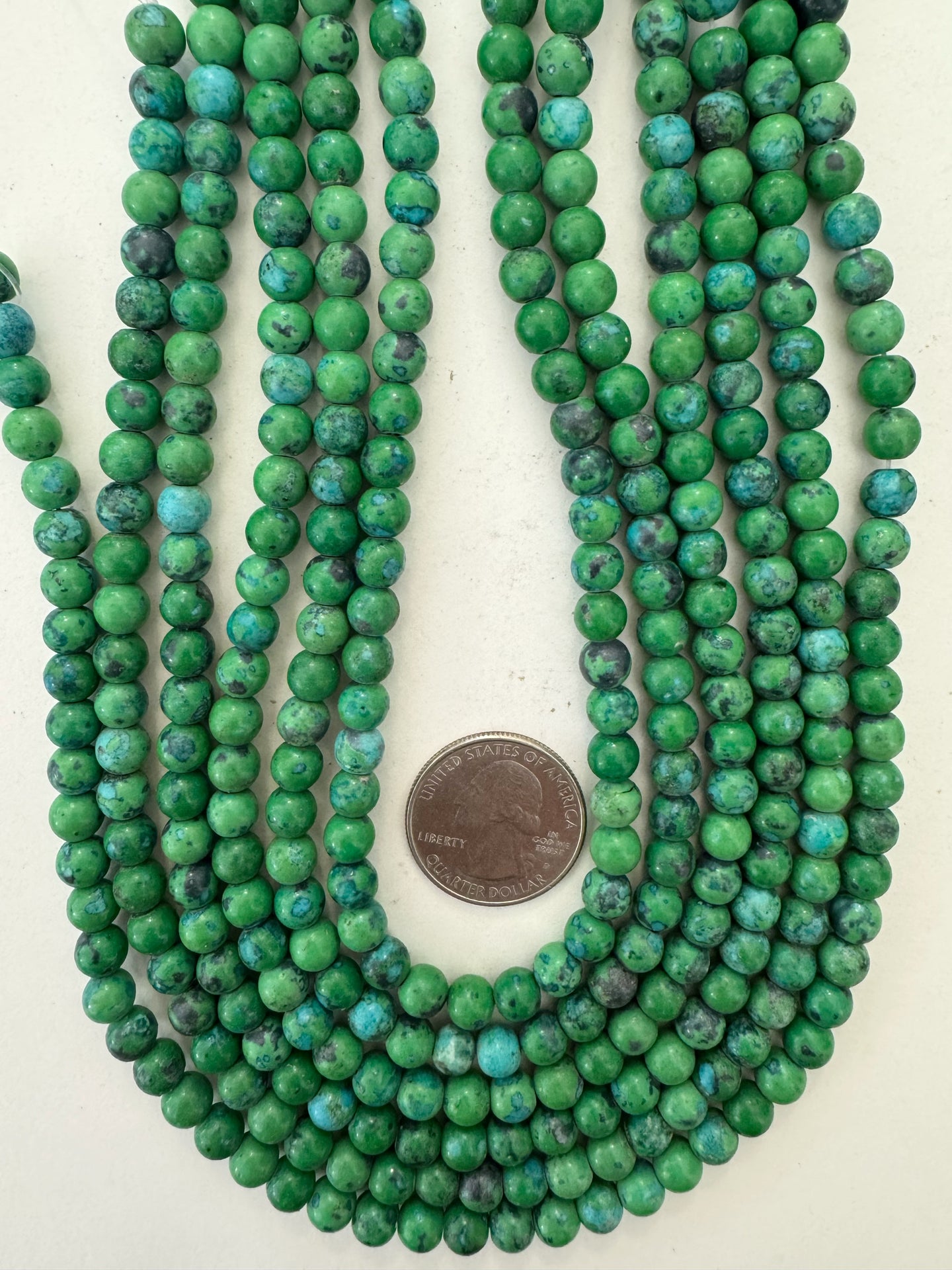 pale green turquoise blue color enhanced magnesite, 7mm round, 15