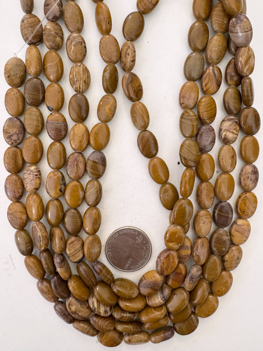 picture jasper, 14x10x6mm oval, 15