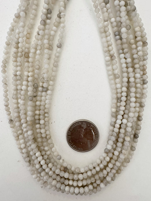 gray cloudy quartz, 4mm round, 15