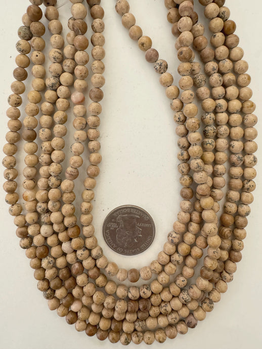 picture jasper, 6mm round, 15