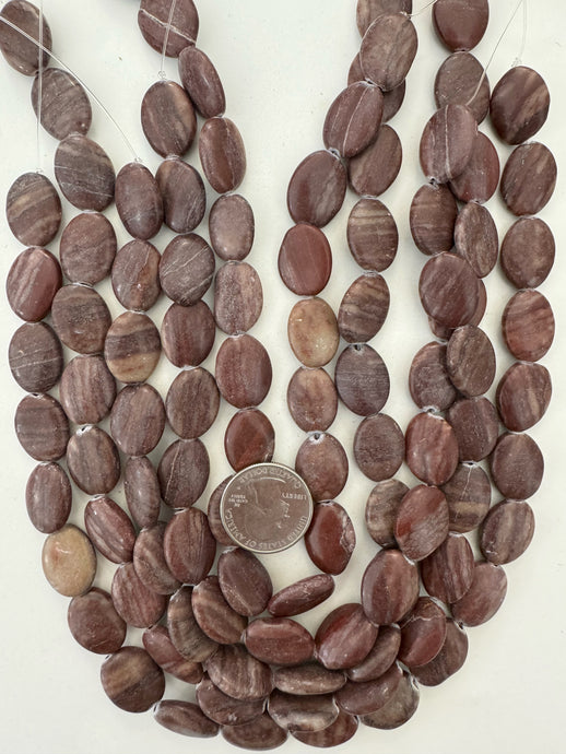 dark muted red jasper, 19x14x6mm oval, 15