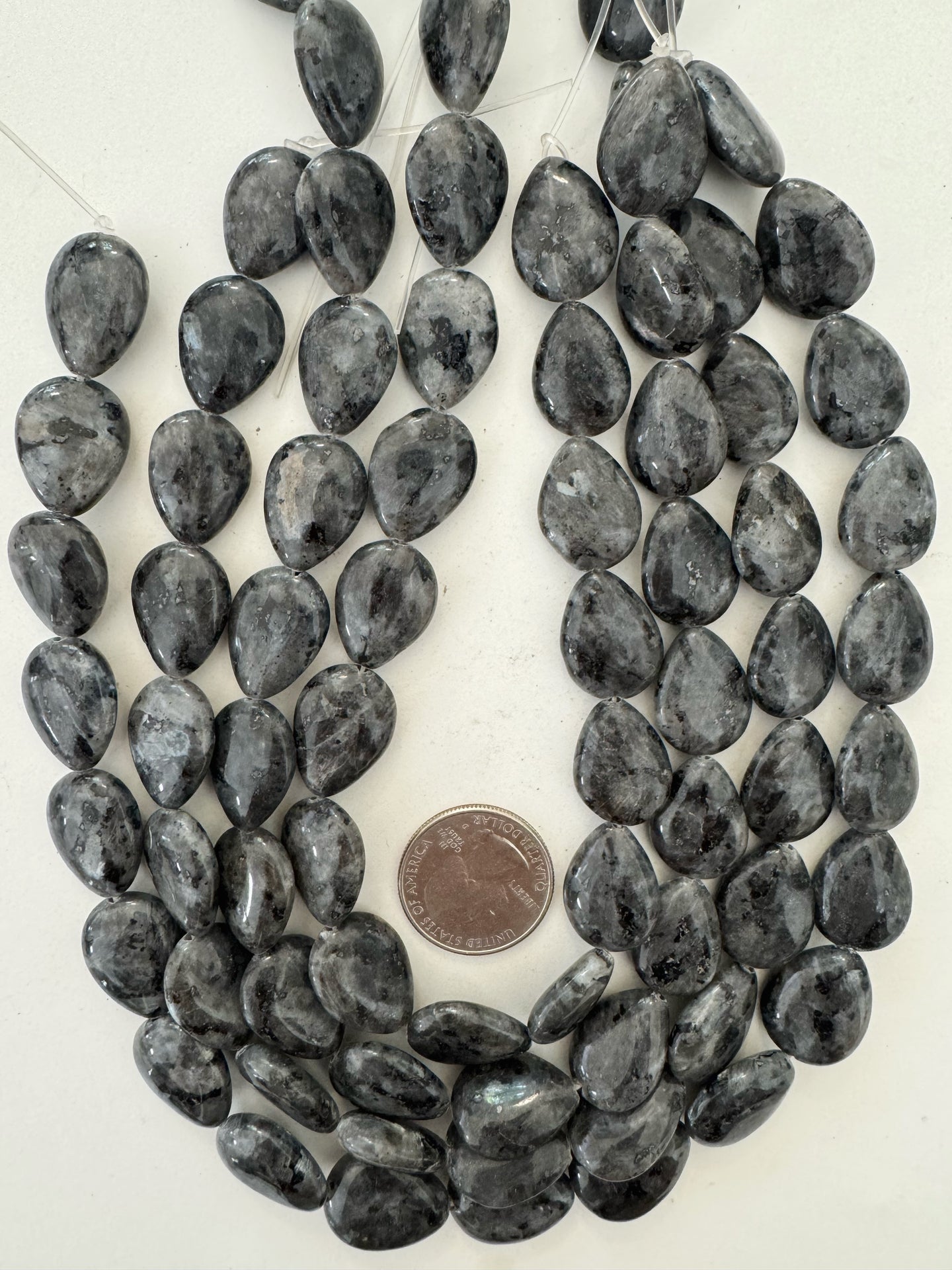 black labradorite, 20x16x7mm pear teardrop, 15