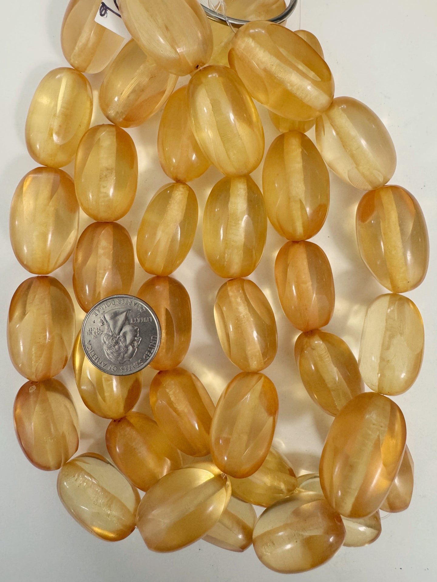 red yellow orange amber, faux amber, 32x19mm window cut tube nugget, vintage look resin, 15