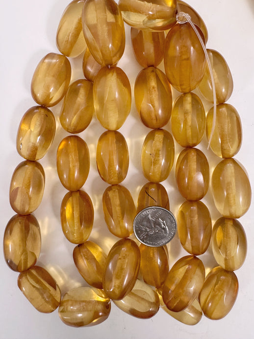 dark red yellow orange amber, faux amber, 32x19mm window cut tube nugget, vintage look resin, 15