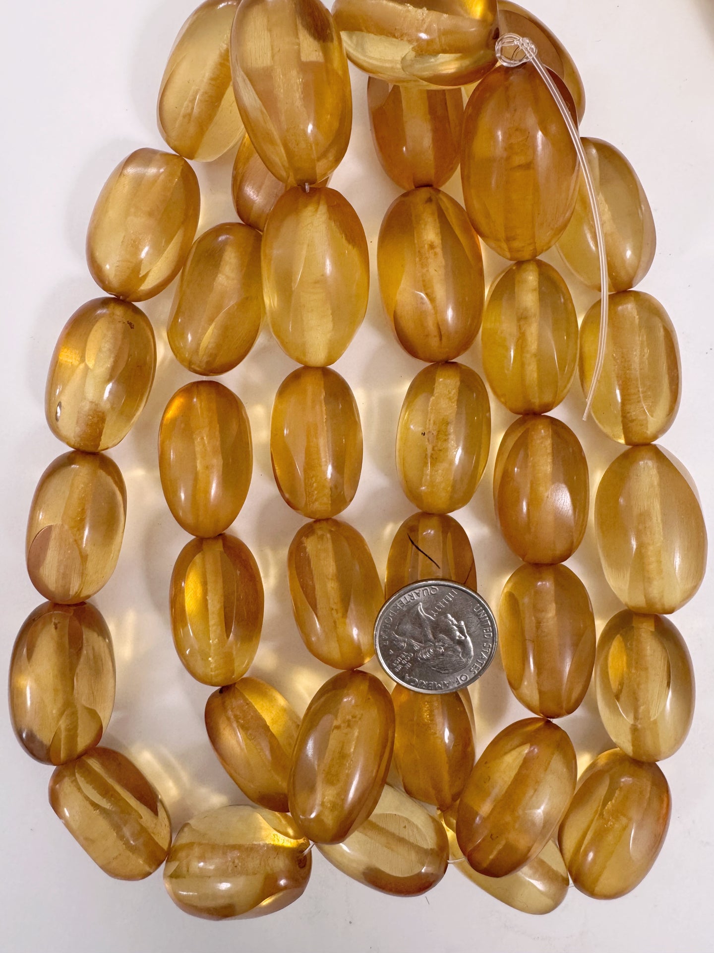 dark red yellow orange amber, faux amber, 32x19mm window cut tube nugget, vintage look resin, 15
