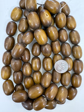 pale golden brown, faux bone, vintage look resin, 27x18mm bowed tube, 15" strand, sold per strand