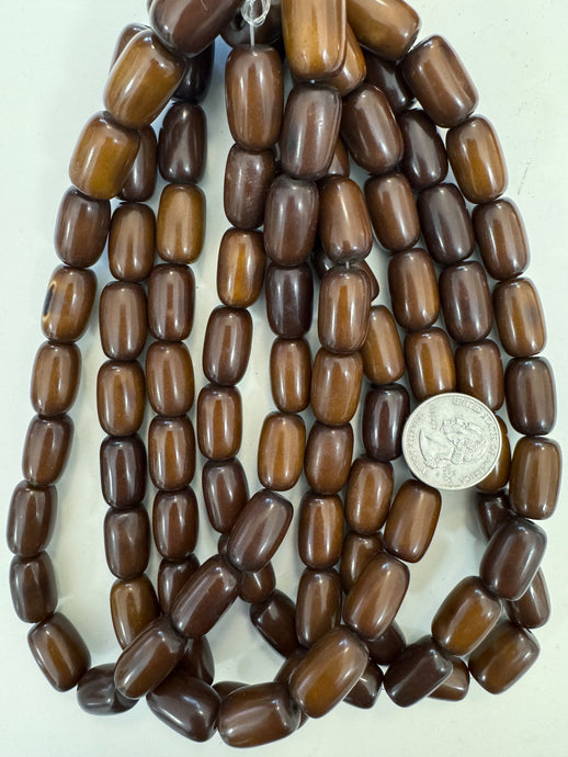 dark golden brown, faux bone, vintage look resin, 20x12mm tube, 15