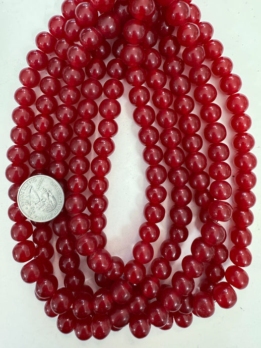 cherry red, single color, vintage look resin, 11mm nugget round, 15