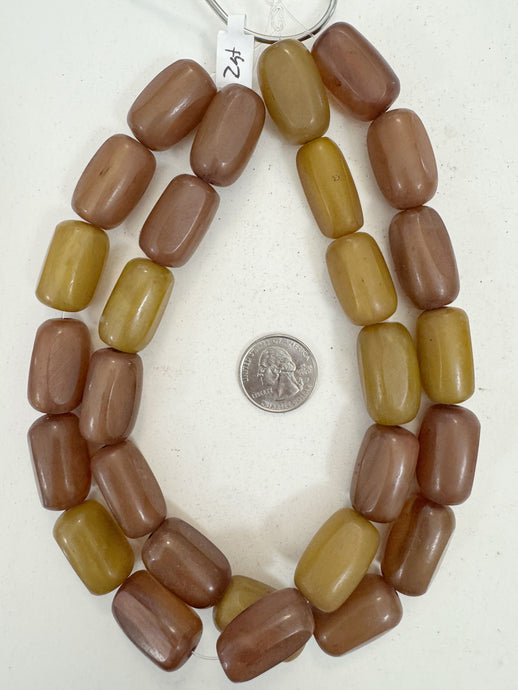 pale dark yellow red purple mix, single color, vintage look resin, 27x16mm window cut tube, 15