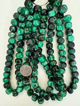 black green white swirl, vintage look resin, 15x12mm nugget rondelle, 15" strand, sold per strand