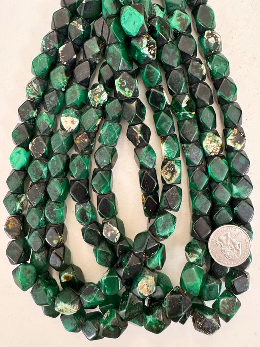 black green white swirl, vintage look resin, 14x11mm corner cut 4 sided tube, 15