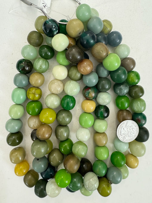 green multi color mix, vintage look resin, 15-17mm size mix round, 15