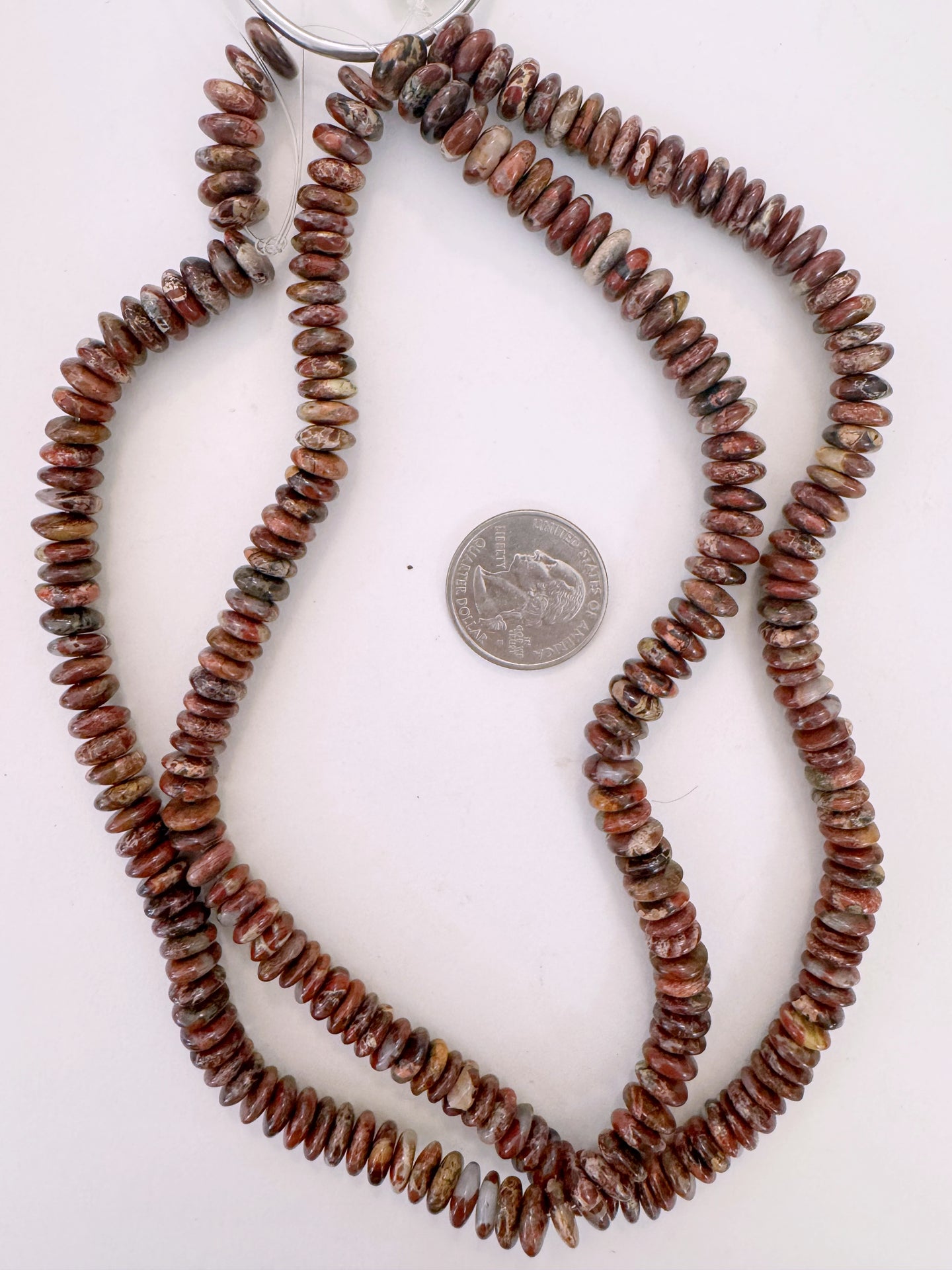 red jasper, 9x4mm rondelle, 15