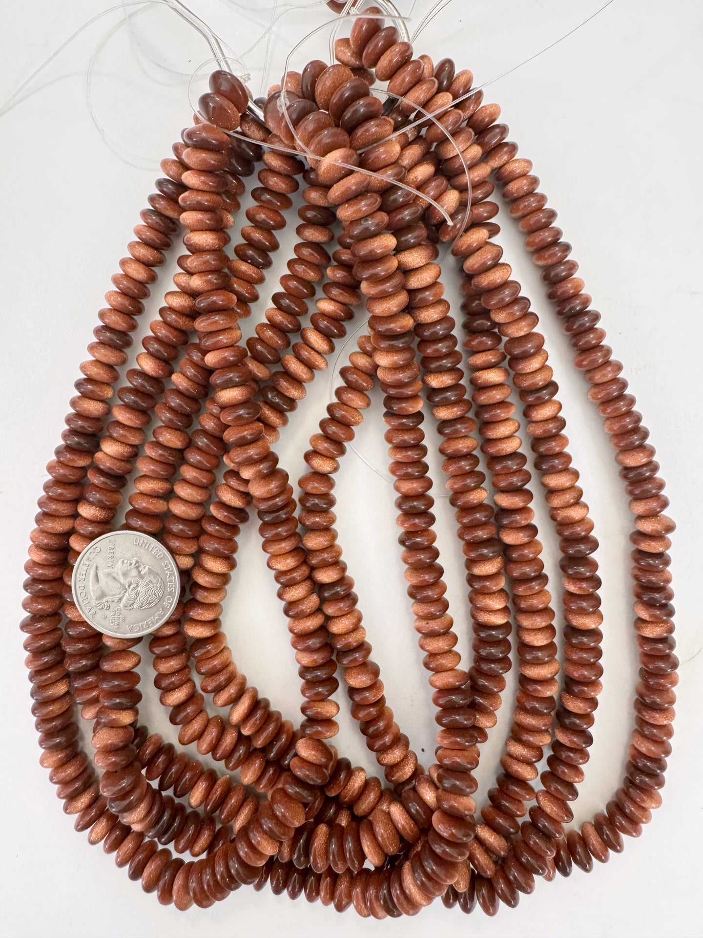 goldstone, 9x4mm rondelle, 15