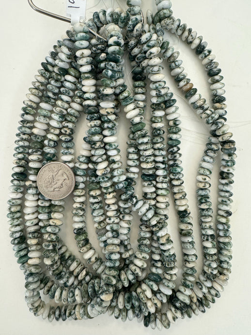 tree agate, 9x4mm rondelle, 15