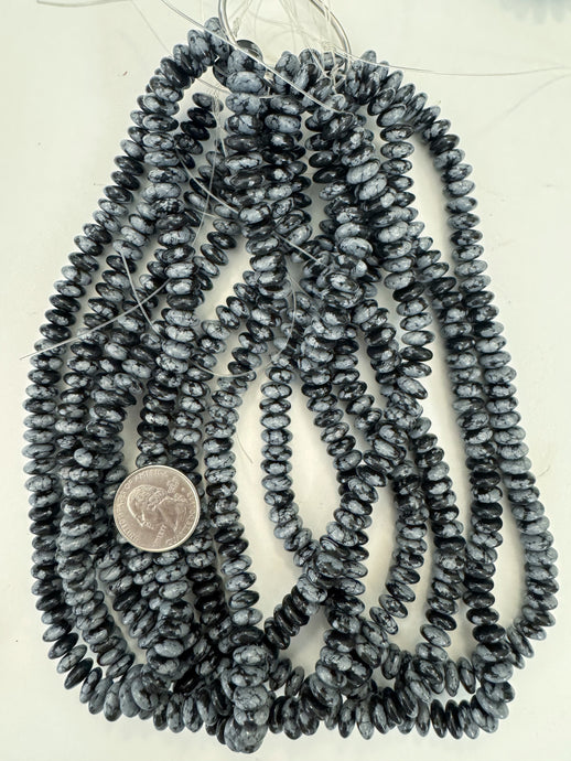 snowflake obsidian, 9x4mm rondelle, 15