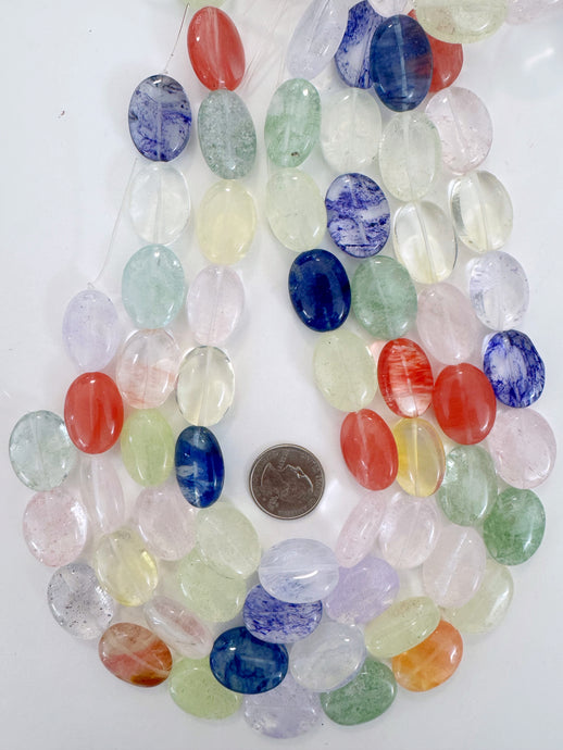 synthetic quartz mix, 24x18x10mm oval, 15