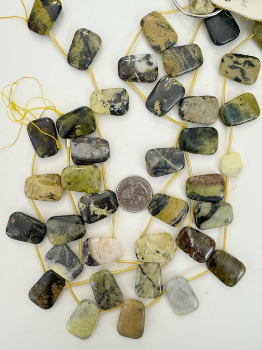 yellow turquoise, 25x18x6mm trapezoid pendant, approx 12pc strand, sold per strand