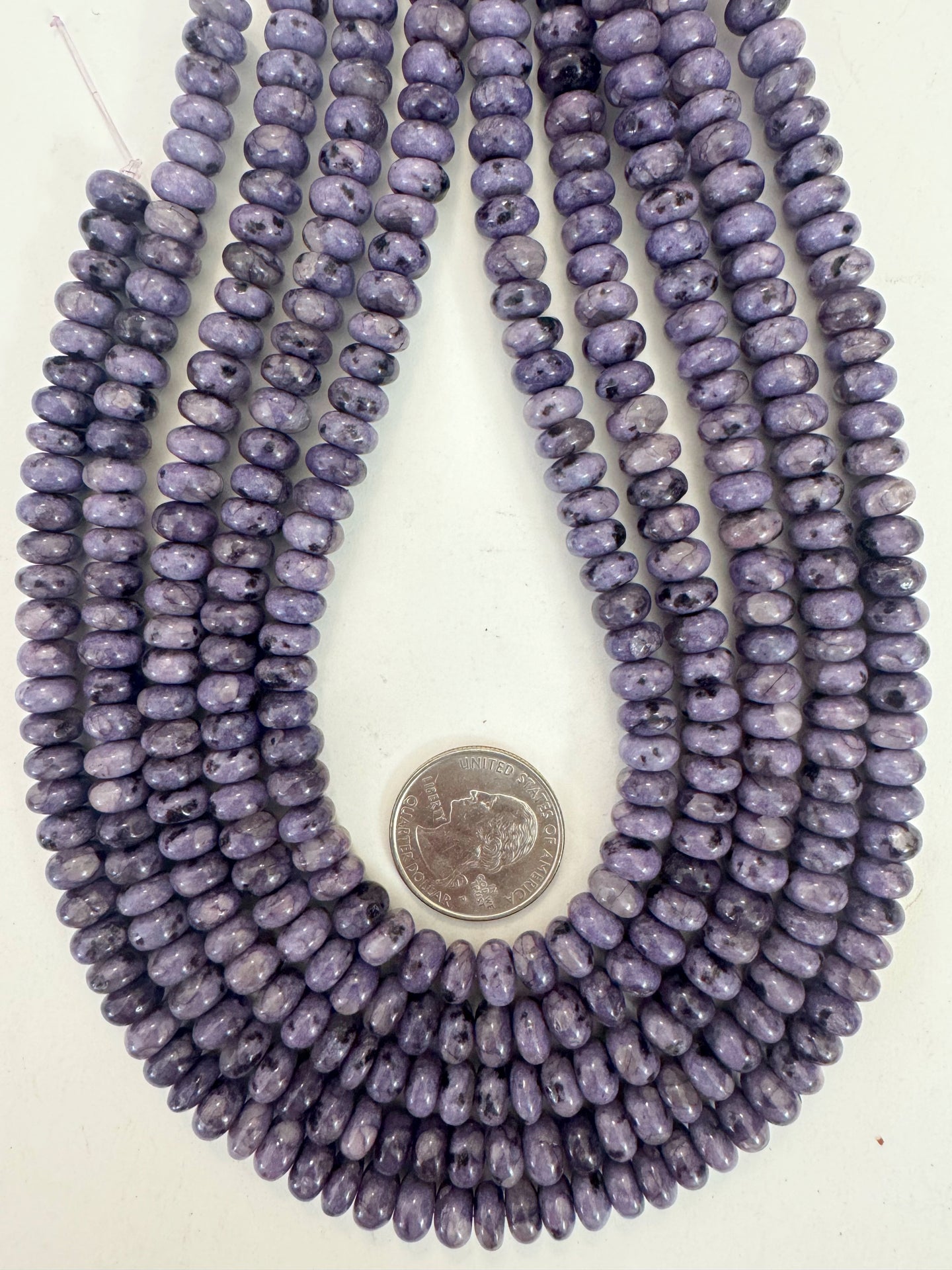 purple enhanced kiwi quartz, 8x4mm rondelle, 15
