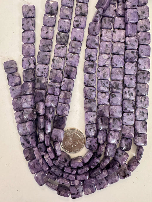 purple enhanced kiwi quartz, 12x12x6mm square, 15