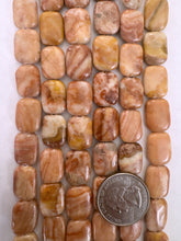 pale peach jasper, dull finish, 16x12x4mm rectangle, 15" strand, SOLD PER STRAND