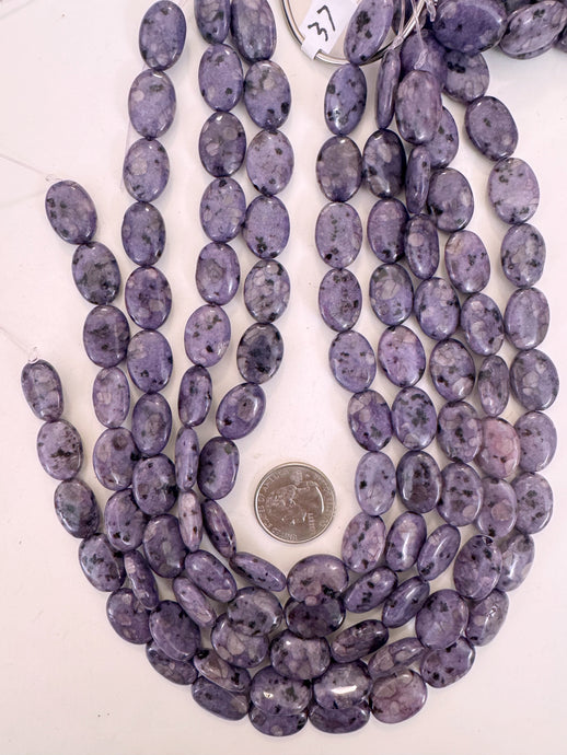 purple enhanced kiwi quartz, 18x13x5mm oval, 15