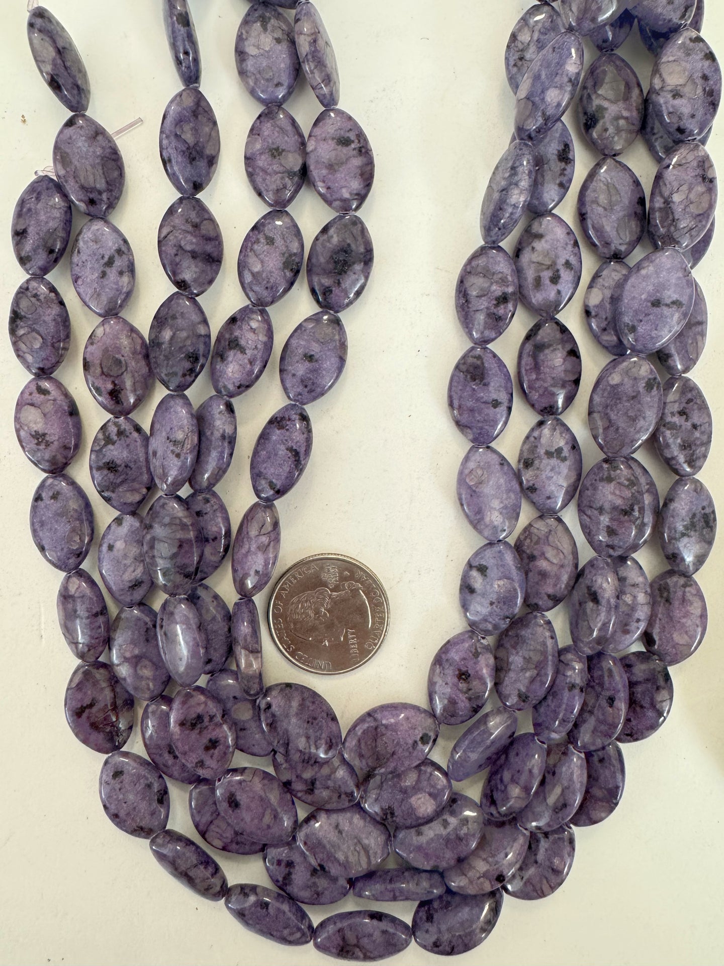 purple enhanced kiwi quartz, 19x13x6mm horse eye, 15