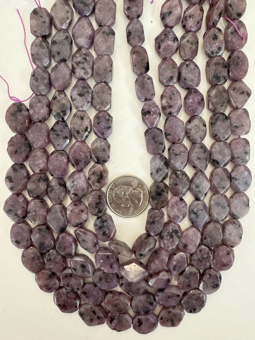 purple enhanced kiwi quartz, 14x10x6mm corner cut flat rectangle, 15