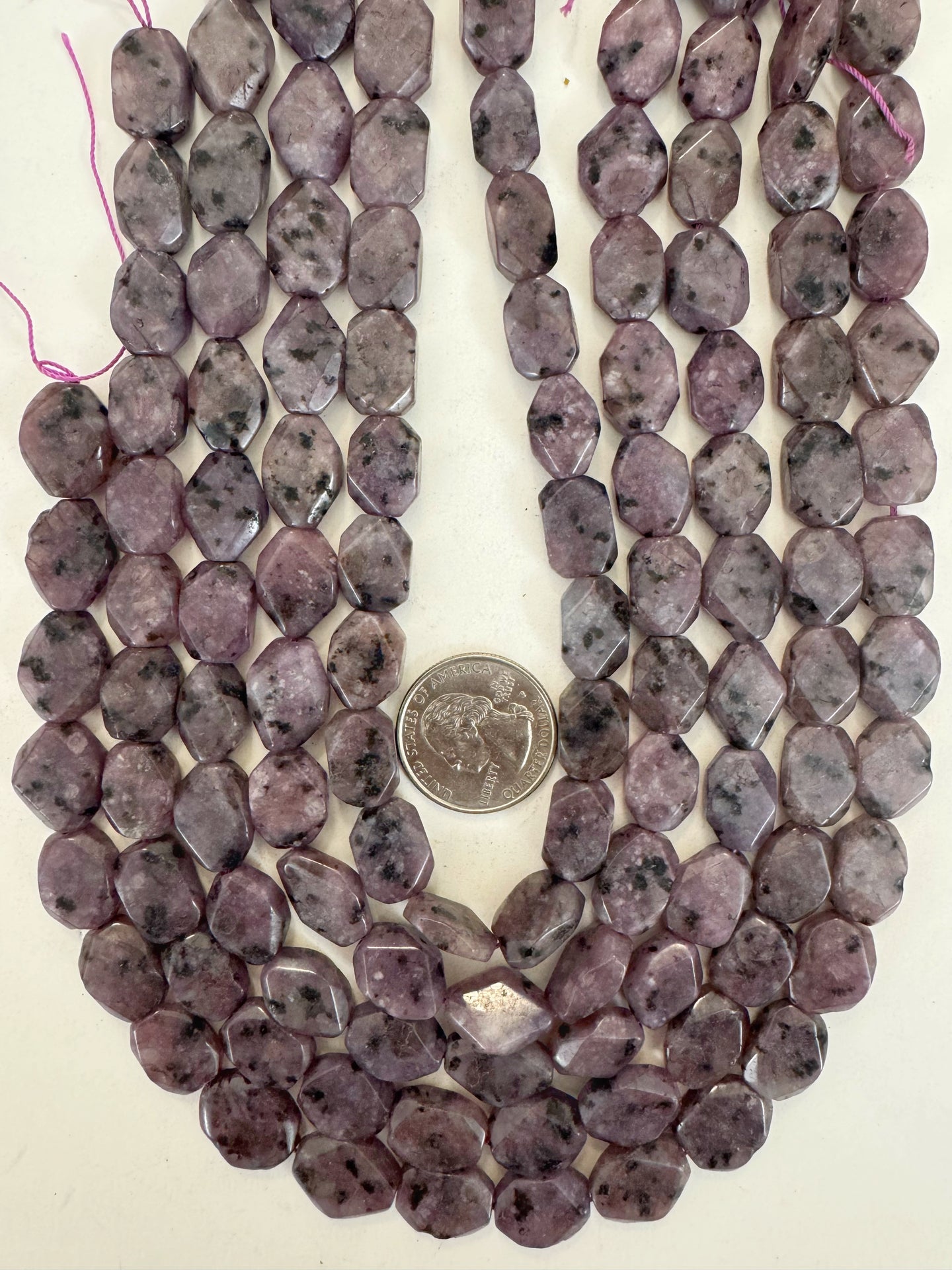 purple enhanced kiwi quartz, 14x10x6mm corner cut flat rectangle, 15