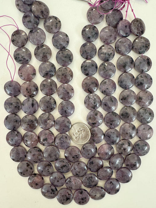 purple enhanced kiwi quartz, 18x18x7mm coin, 15