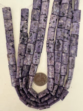 purple enhanced kiwi quartz, 18x13x5mm rectangle, 15" strand, sold per strand
