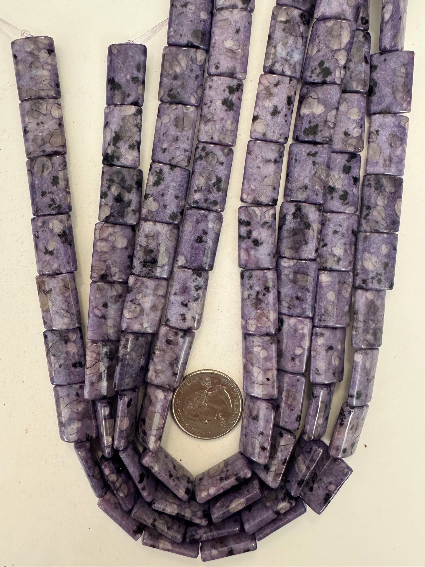 purple enhanced kiwi quartz, 18x13x5mm rectangle, 15