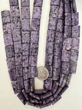 purple enhanced kiwi quartz, 20x15x6mm rectangle, 15" strand, sold per strand