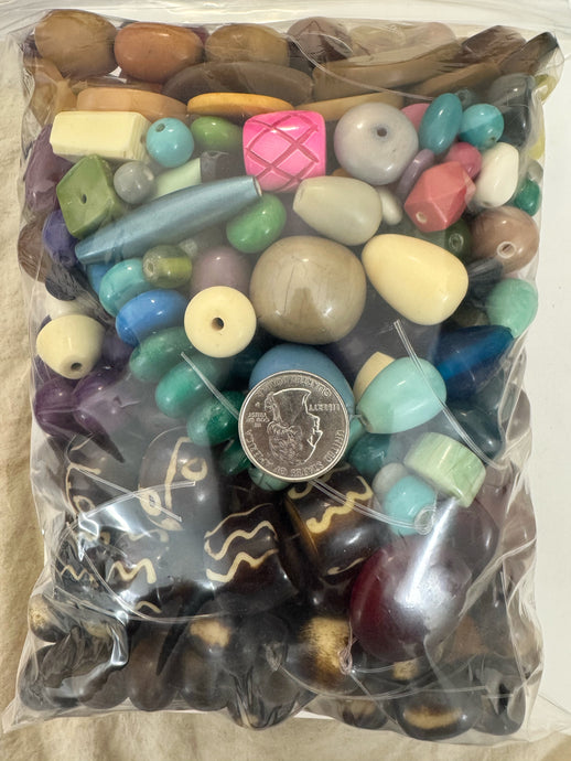 Vintage look resin beads 3.4 pound bag closeout lot