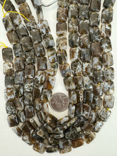 brown white agate, 16x12x6mm rectangle , 15" strand, sold per strand