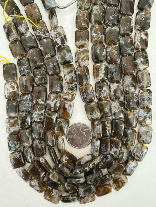 brown white agate, 16x12x6mm rectangle , 15
