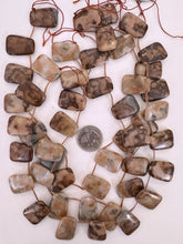 red brown jasper, 26x17x6mm trapezoid pendant , approx 16pc strand, sold per strand (batch 1)