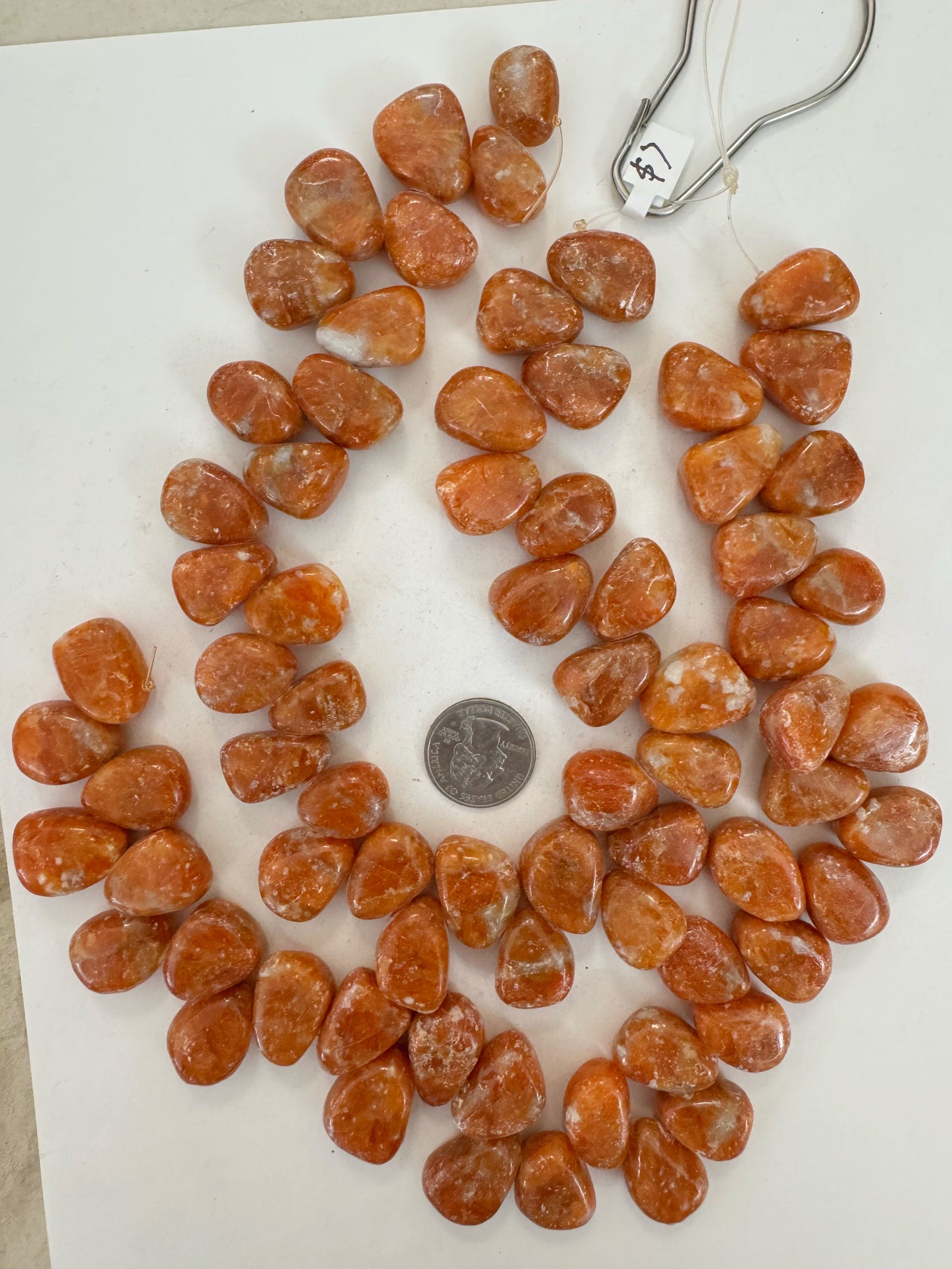 orange calcite, 23x16x10mm mixed nugget pendant, 15