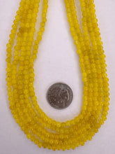 color enhanced quartz: electric yellow, 4mm round, 15" strand,  SOLD PER STRAND